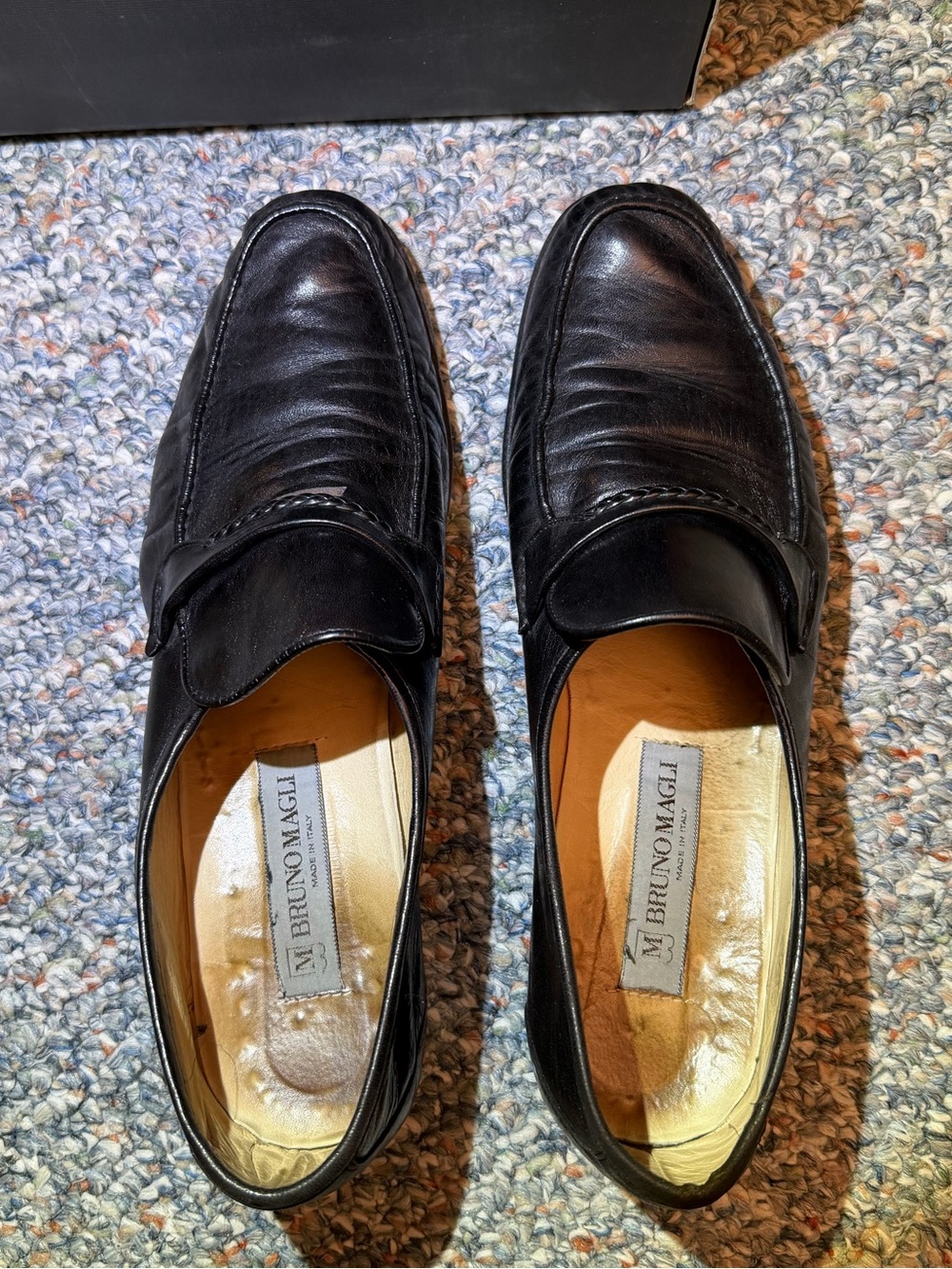 1985 vintage men’s Bruno Magli black dress shoes slip on size 12 M